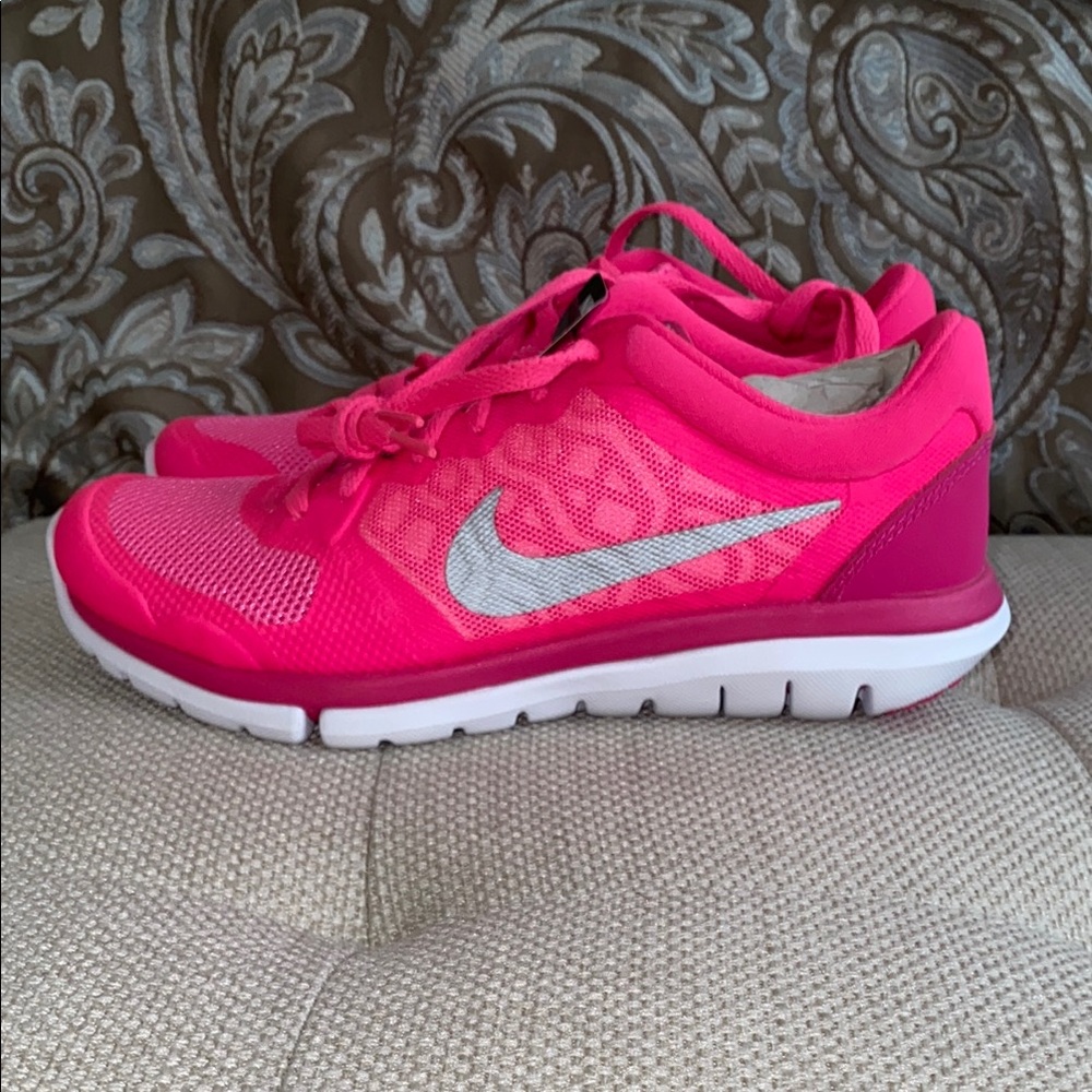 Nike Flex Sneakers, Women’s Size 7, Pink/Silver/White